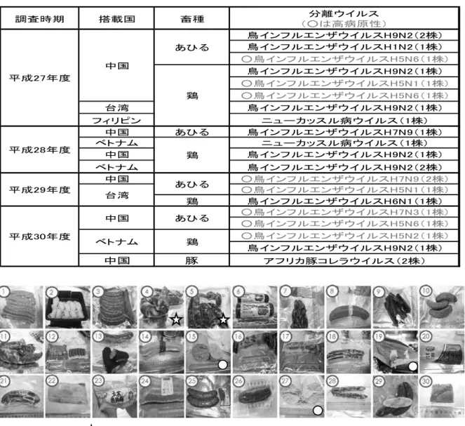 表 2 ．ウイルス汚染状況調査国別検体数（上位 5 か国）（平成27年 6 月〜平成31年 4 月末）