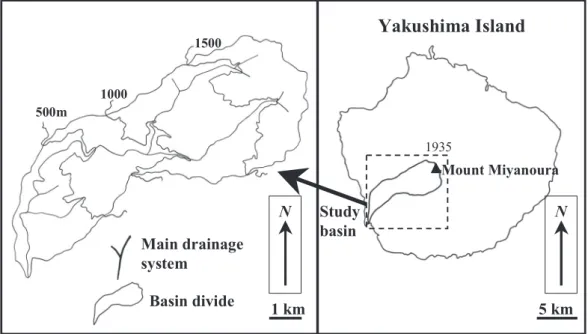Figure 1: Location of the study basin  upper  reaches  of  the  island.  Since  the  mid-1970s,  there 