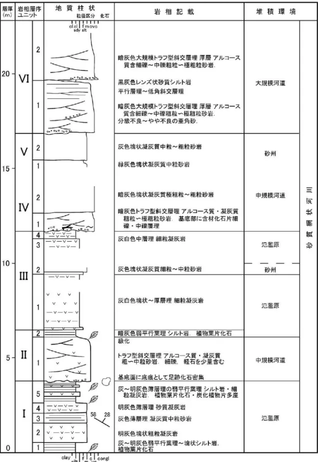 図 5 ．地点 2（町道沿い露頭）における地質柱状図．