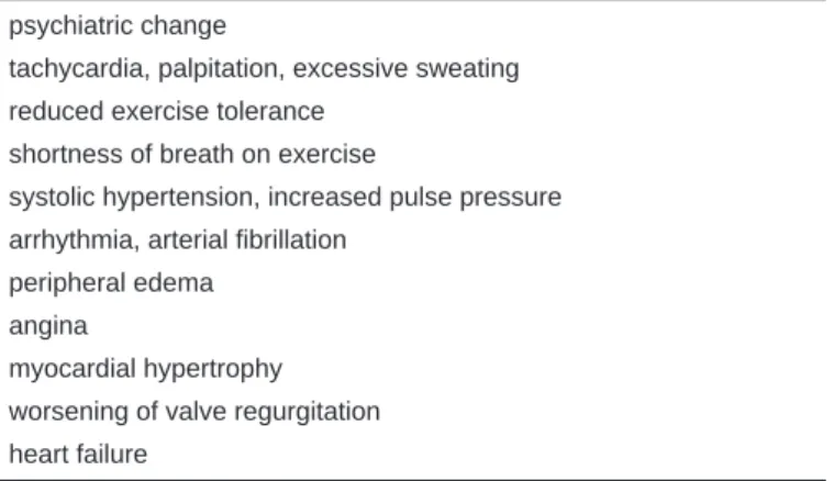 Table Cardiovascular manifestations suspecting thyroid diseases 1）