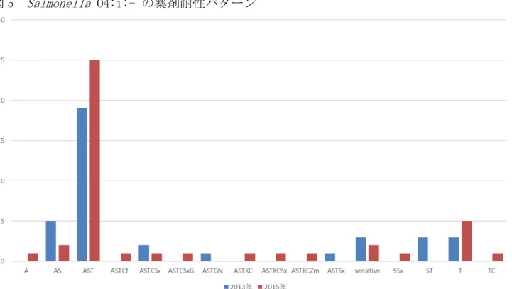 図 5  Salmonella  O4:i:- の薬剤耐性パターン 