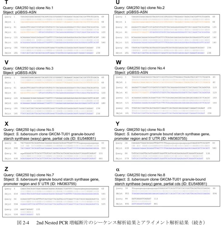 図 2-4    2nd Nested PCR 増幅断片のシーケンス解析結果とアライメント解析結果（続き） 