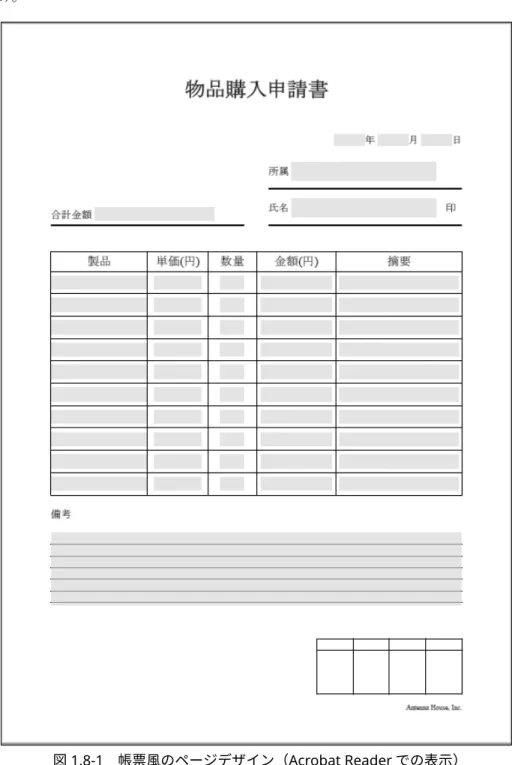 図 1.8-1 帳票風のページデザイン（Acrobat Reader での表示）