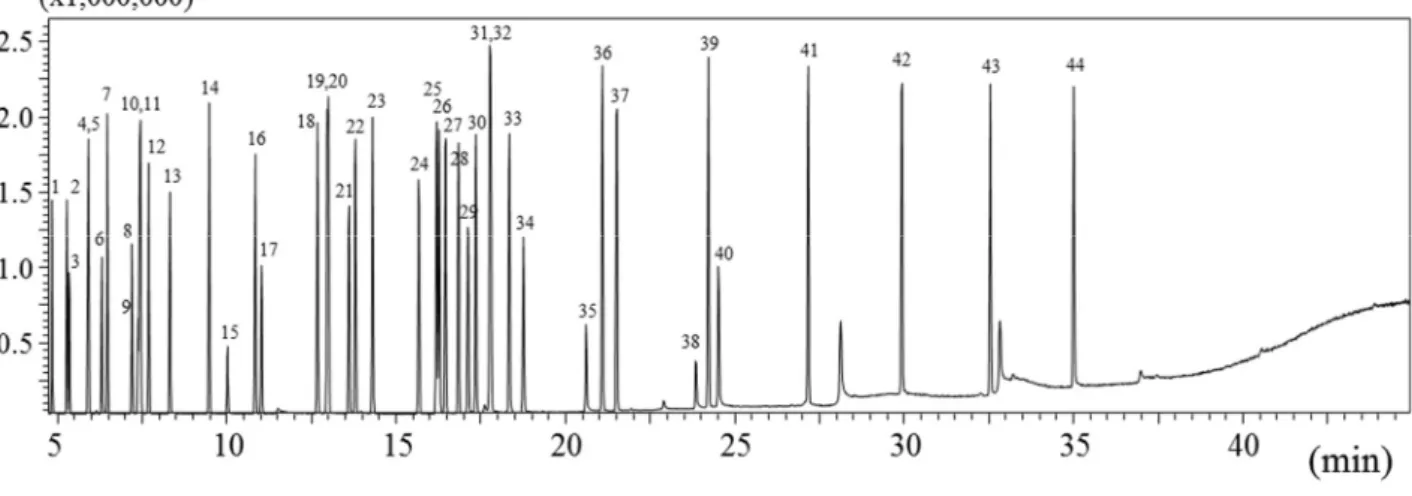 Fig. 4  分析対象 44 種 VOC のクロマトグラム 