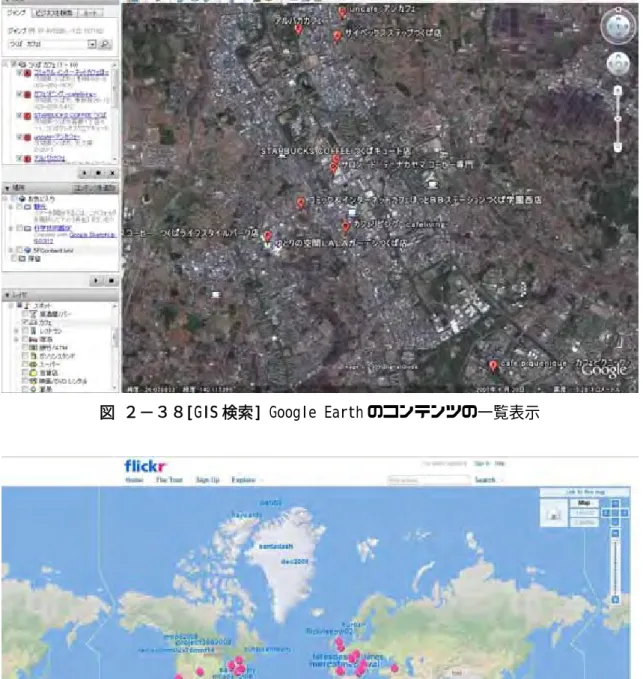 図  ２−３８[GIS 検索] Google Earth のコンテンツの一覧表示 