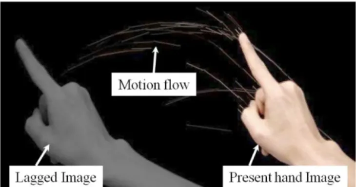 Figure  4:  Motion  flow  is  displayed  between  present  image  and  lagged image to represent trajectory of the remote object