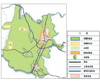 図 1  横手市における都市計画区域の拡大  【横手市・ 「特定用途制限地域」の導入】  2008 年度に策定した都市計画マスタープランに おいて、市域の中の平坦部を中心に都市計画区域を 拡大すること、この拡大したエリアを含めて従来の 用途地域以外の都市計画区域に 「特定用途制限地域」 を適用することを決定した。 横手市が「田園都市」を宣言し、豊かな農村と農 業が、市街地の賑わいにとっても重要な役割を担っ ているという市長や都市計画審議会・市民の声を聴 いて、都市計画マスタープラン検討委員会では白地 地域へ