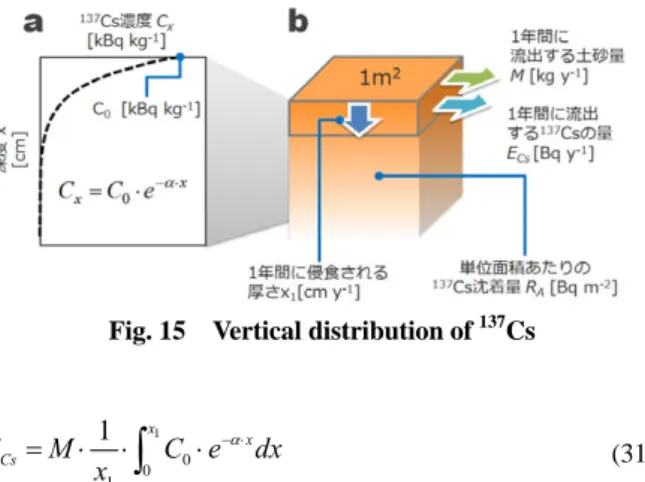 Fig. 14 Measured  137 Cs concentration (coloured dots)[3] and  its interpolated result used for the calculation 