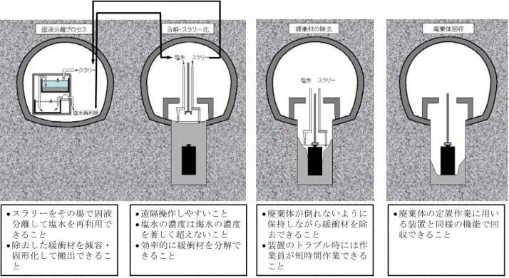 Fig. 1    Schematic process flow of retrieving radioactive waste and issues for operation 