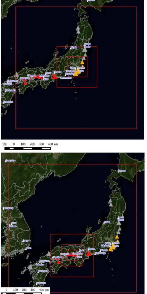 Figure  3.  Calpuff  nested  modeling domain for the  Tokyo-Chiba case study (in red)