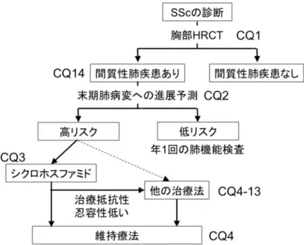 図 1.    全身性強皮症に伴う間質性肺疾患の診療アルゴリズム 全身性強皮症に伴う間質性肺疾患の診療アルゴリズム 全身性強皮症に伴う間質性肺疾患の診療アルゴリズム 全身性強皮症に伴う間質性肺疾患の診療アルゴリズム 全身性強皮症に伴う間質性肺疾患の診療アルゴリズム  