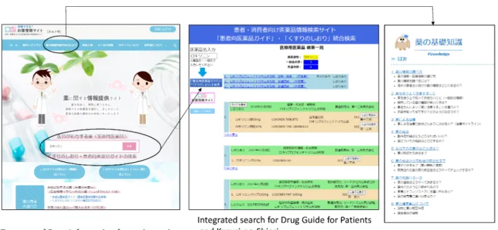 Fig. 2. Pilot Website of Drug Information for Patients and the Public Prepared by the AMED Research Group (Color ˆgure can be accessed in the online version.)
