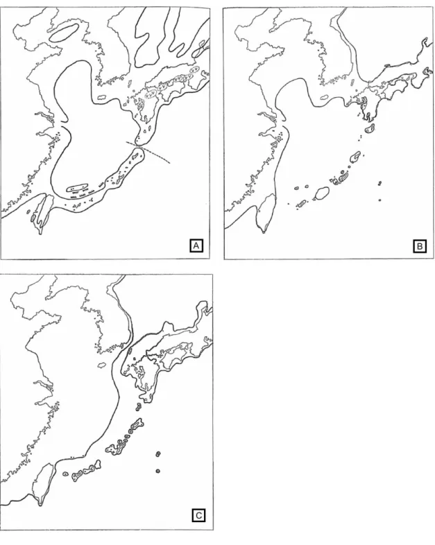 図 3.  木崎・大城  (1977)  による琉球列島と周辺地域の古地理 