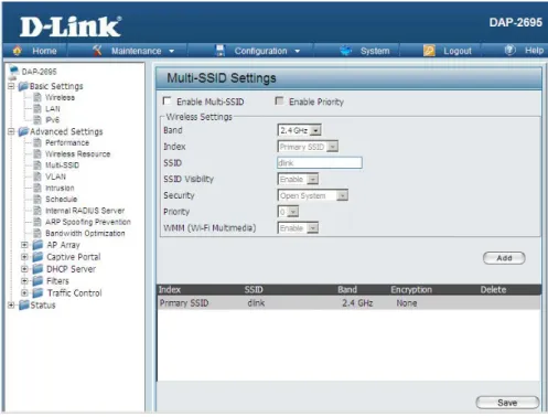 図 4-12- Multi-SSID-Settings 画面