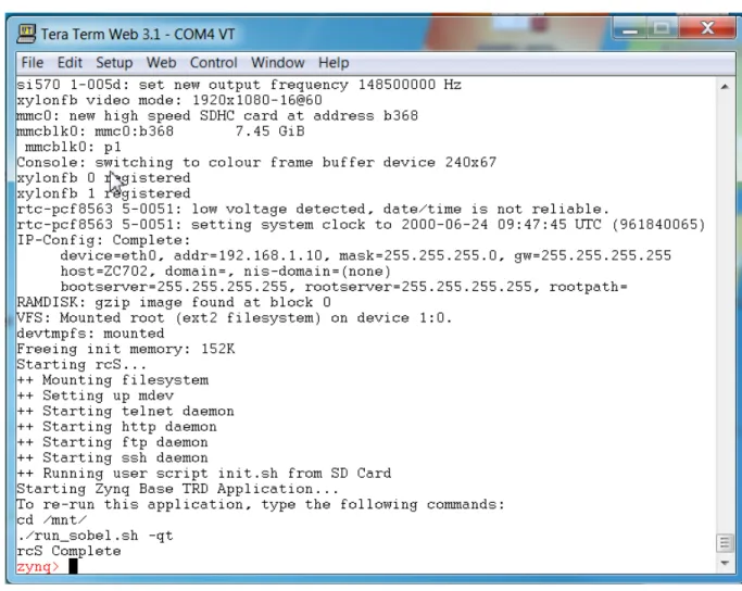 図  2-7 : zc702_linux_trd  のブー ト