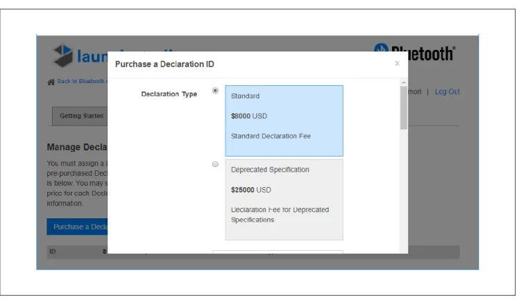 図 2-12 「 Purchase a Declaration ID 」パネル