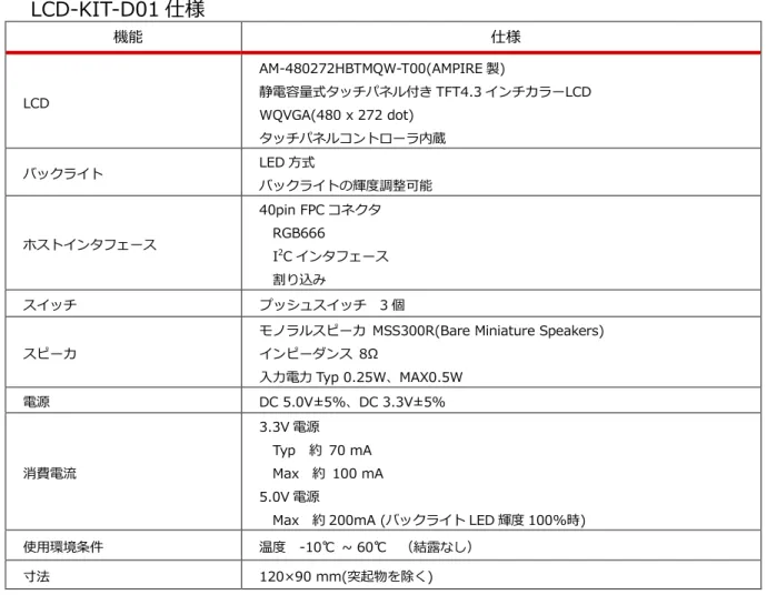 Table 1.3-1  仕様概要 