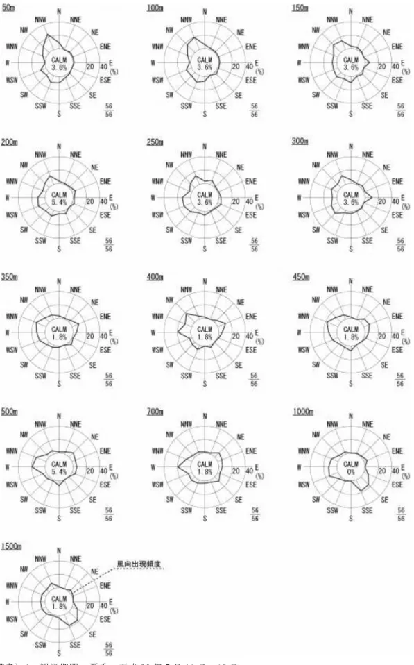 図 8.1.1-5  高度別風配図(夏季) 