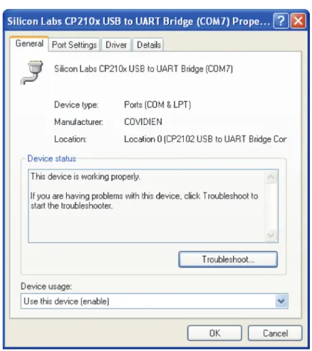 図  5-11.   初期状態の［USB to UART Bridge のプロパティ］ウィンドウの例