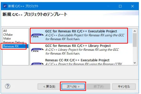 図   15 ［ New C/C++ Project – Templates for New C/C++ Project ］ダイアログ