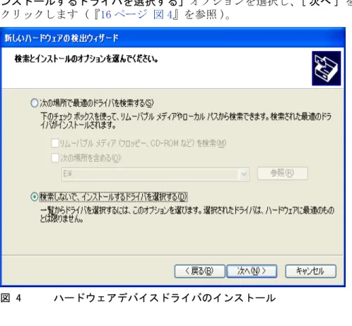 図 4 ハードウェアデバイスドライバのインストール