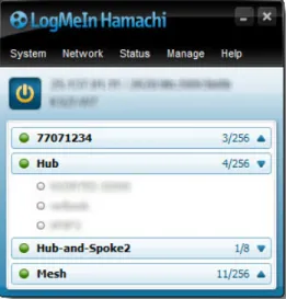 図 1 : LogMeIn Hamachi クライアント (Windows 版)