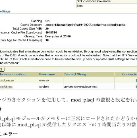 図 図 1-1 Application Server Control コンソール コンソール コンソール コンソール - 「 「 「 「mod_plsql サービス」ページ サービス」ページ サービス」ページ サービス」ページ