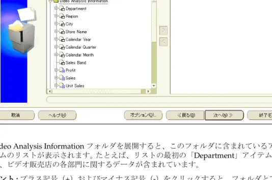 図 3-6  Video Analysis Information フォルダを示す「ワークブック フォルダを示す「ワークブック フォルダを示す「ワークブック フォルダを示す「ワークブック ウィザード ウィザード ウィザード ウィザード : アイテム アイテム アイテム アイテム の選択」ダイアログ・ボックス