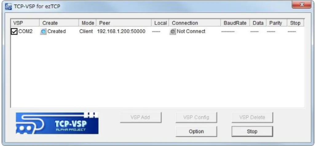 Fig 1.8-2  仮想 COM ポートソフト｢TCP-VSP for ezTCP｣ 
