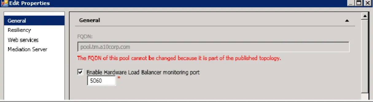 図 6 ： Microsoft Lync  での全般プロパティの編集