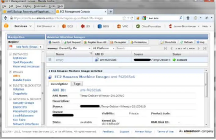 図 3 – AWS マネジメントコンソールでの AMI 