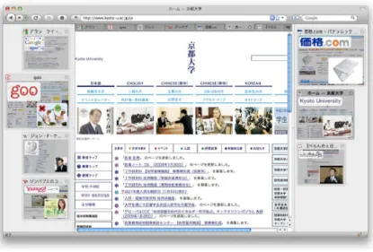 図 6.4: Liu らの WildThumb[5]：ロゴなど特徴的な画像を強調表示することでタブ選択を支援．