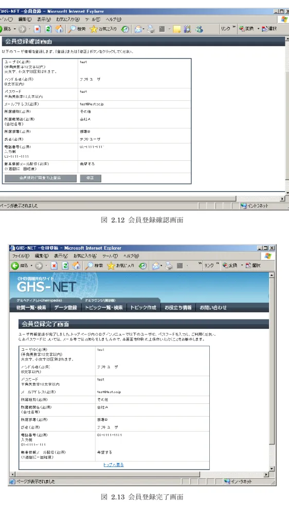 図  2.12  会員登録確認画面 