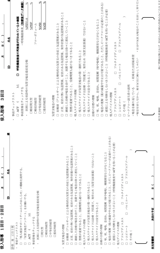 図 2 ― 2 　吸入指導チェックシート