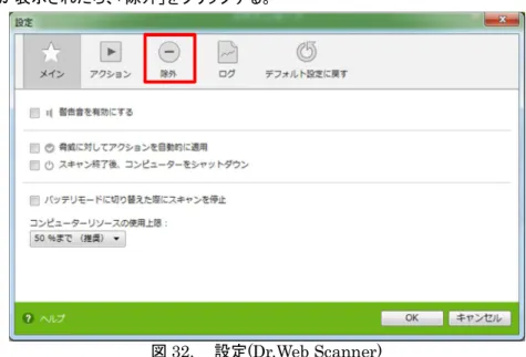 図 32. 設定 (Dr.Web Scanner) 