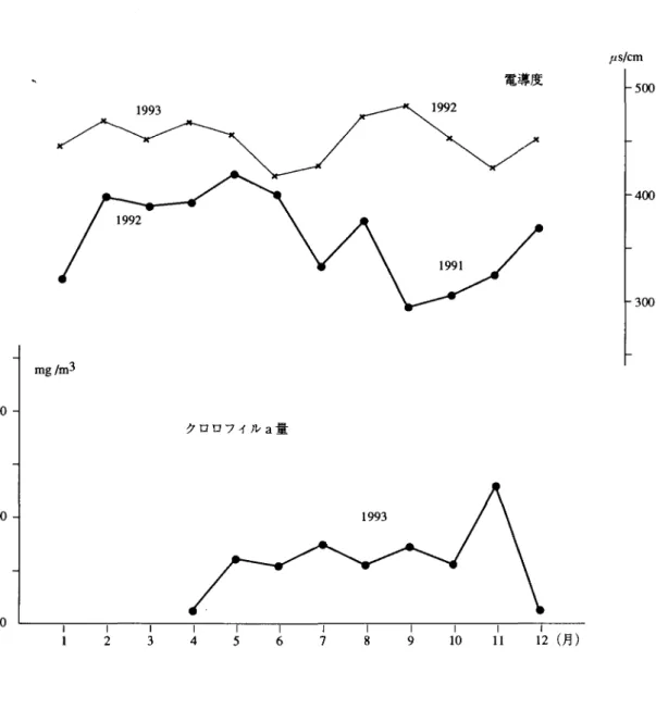 図 2 金井池の主要水貫 ( 1991‑1 993)