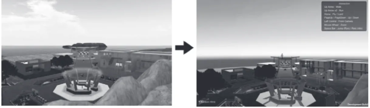 Figure 5. OpenVCE region in OpenSimulator and as Converted via OAR Converter to Unity