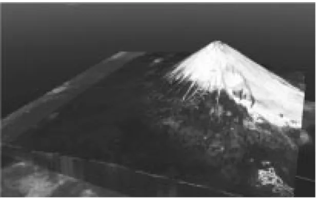 Figure  4 Mt.Fuji  reproduced  from  terrain  data of Geospatial Information Authority of Japan and satellite image of Google Map