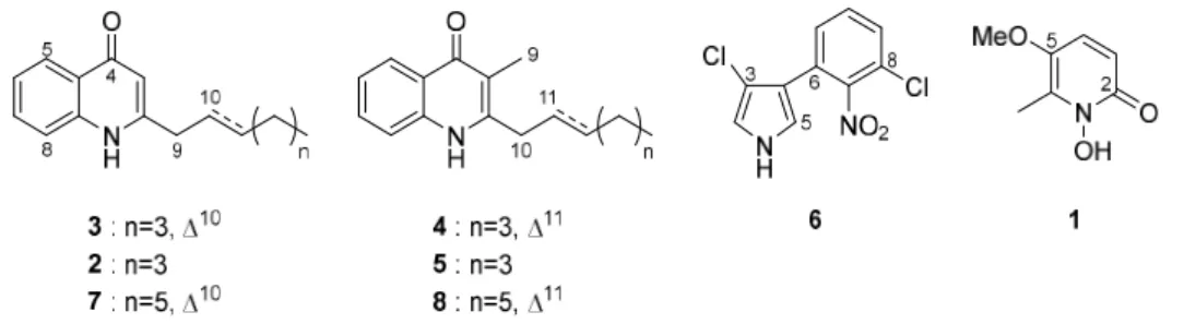 Figure 2-2. Structures of 1-8. 