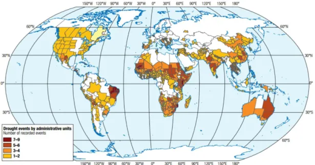 Figure 1.1 Number of drought disasters as recorded by EM-DAT 1974 – 2004 (Source: 
