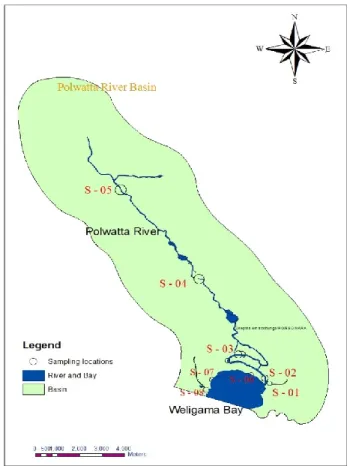 Figure 2.1: Sampling locations of the Polwatta River basin 