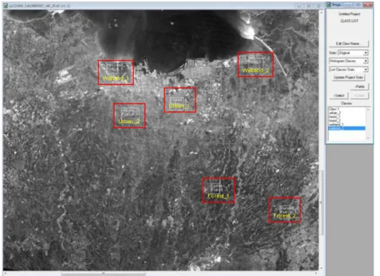 Figure  2.  4  Land  cover  classification  step  using  MultiSpec  software.            is  the  training area in image scene