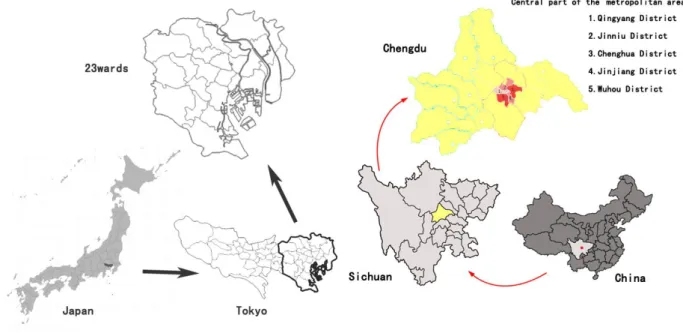 Figure 3. 6     Location of survey region in two cities
