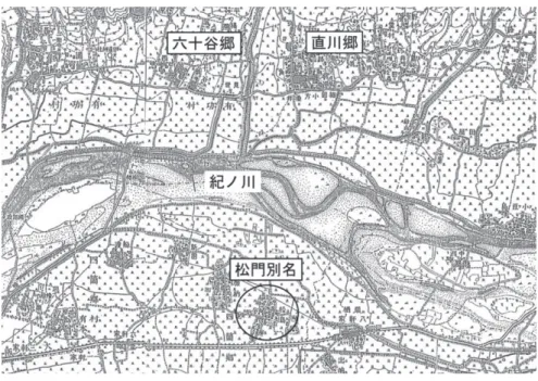 図 ３  松門別名周辺図（明治43年測図陸地測量部地図に加筆）