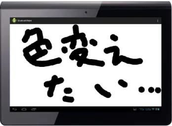 図 1 タブレット端末のみでのペイントソフトの操作 Fig. 1 Conventional Doodle using a single tablet device.