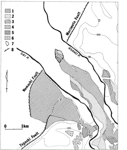 Fig.  2.  Map  showing  distribution  of  terraces  and  active  faults  in  the  study  area