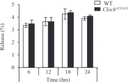 FIG E4. Spontaneous b-hexosaminidase release from wild-type (WT) and Clock-mutated BMCMCs