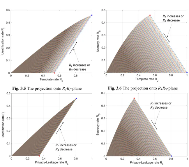 Fig. 3.5 The projection onto R J R I -plane Fig. 3.6 The projection onto R J R S -plane