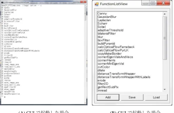 Fig. 20: OpenCV-RTC で表示される関数リスト 