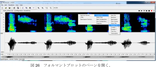 図 26  フォルマントプロットのペーンを開く。 